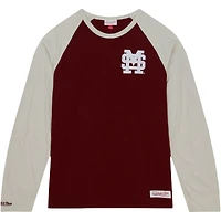 Mitchell & Ness Maroon Mississippi State Bulldogs Legendary Slub Raglan T-shirt à manches longues pour hommes