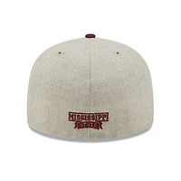 Casquette ajustée 59FIFTY pour homme avec écusson Mississippi State Bulldogs New Era gris chiné/marron
