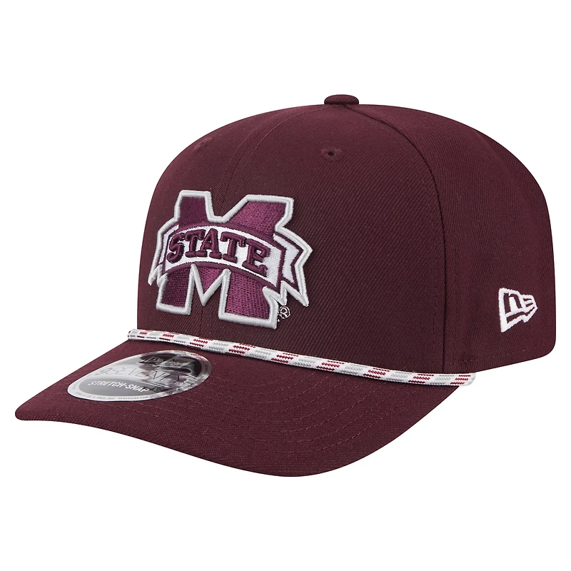 Casquette extensible à boutons-pression New Era 9SEVENTY pour homme, couleur bordeaux, motif Game Day des Mississippi State Bulldogs