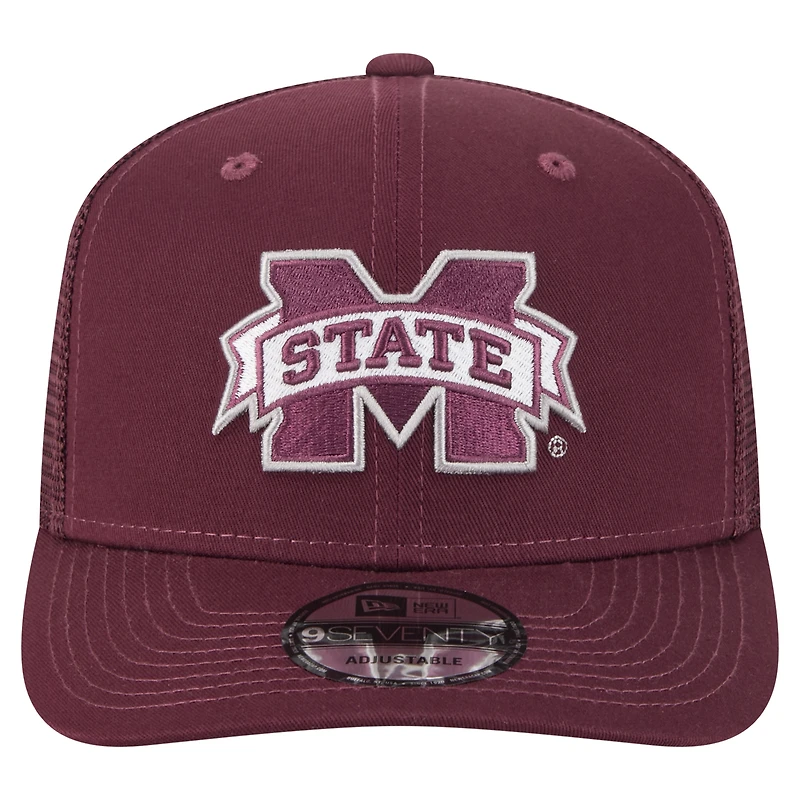 Casquette camionneur extensible à boutons-pression New Era marron Mississippi State Bulldogs Primary 9SEVENTY pour homme