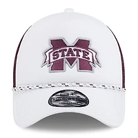 Casquette de camionneur réglable en mousse A-Frame 9FORTY New Era pour hommes, blanc/marron, Mississippi State Bulldogs Court Sport