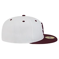 Casquette de baseball ajustée New Era blanche/bordeaux Mississippi State Bulldogs pour homme