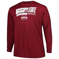 T-shirt à manches longues deux coups pour hommes Profile Maroon Mississippi State Bulldogs Big & Tall
