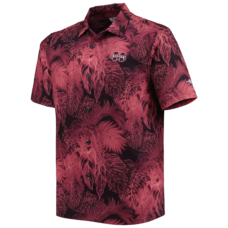 Men's Tommy Bahama Maroon Mississippi State Bulldogs Coast Luminescent Fronds IslandZone Button-Up Camp Shirt
