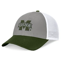 Casquette réglable pour hommes, haut du monde, gris/vert, Mississippi State Bulldogs, OHT, insigne d'appréciation militaire, camionneur