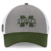 Casquette réglable pour hommes, haut du monde, gris/vert, Mississippi State Bulldogs, OHT, insigne d'appréciation militaire, camionneur