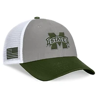 Casquette réglable pour hommes, haut du monde, gris/vert, Mississippi State Bulldogs, OHT, insigne d'appréciation militaire, camionneur