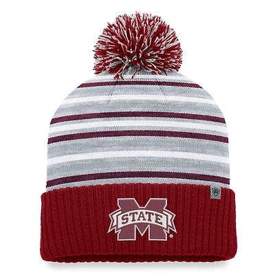Bonnet à revers Top of the World bordeaux Mississippi State Bulldogs Dash pour homme, avec pompon