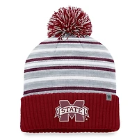 Bonnet à revers Top of the World bordeaux Mississippi State Bulldogs Dash pour homme, avec pompon