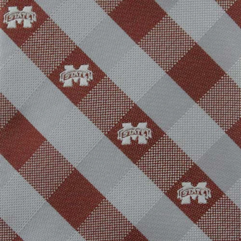 Mississippi State Bulldogs Woven Checkered Tie - Maroon/Gray