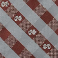 Mississippi State Bulldogs Woven Checkered Tie - Maroon/Gray
