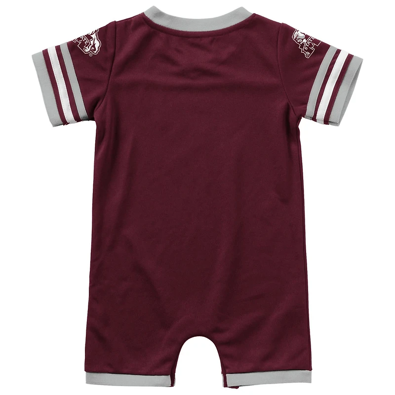 Barboteuse avec logo de football Colosseum marron pour nouveau-né et nourrisson des Bulldogs l'État du Mississippi
