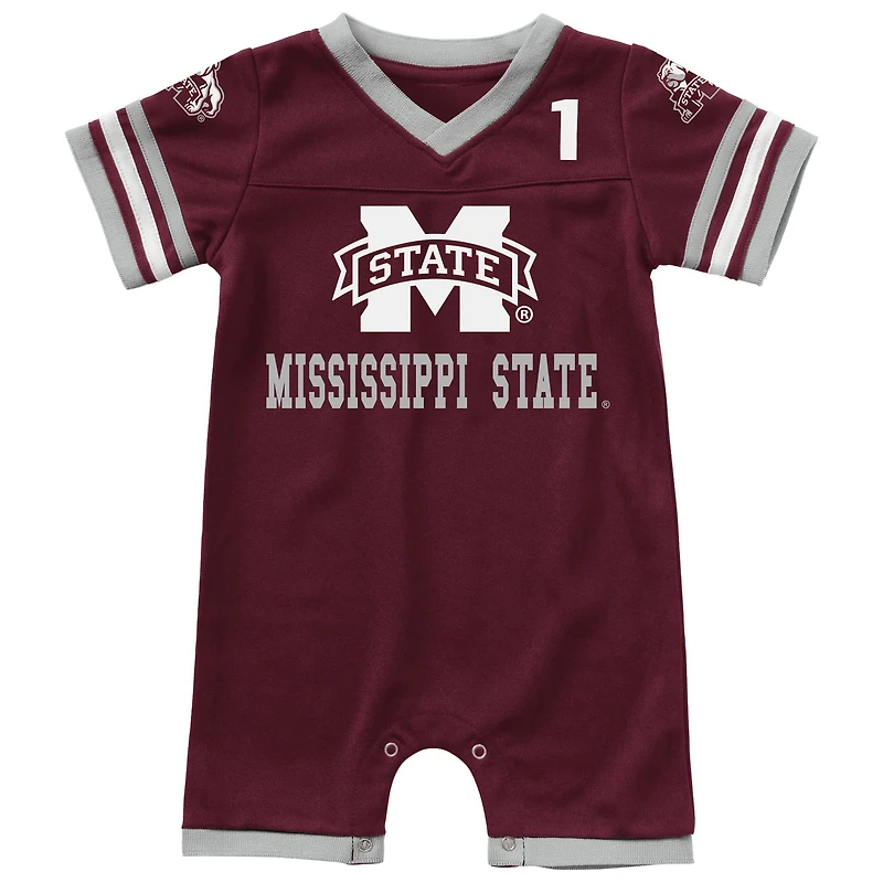 Barboteuse avec logo de football Colosseum marron pour nouveau-né et nourrisson des Bulldogs l'État du Mississippi