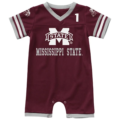 Barboteuse avec logo de football Colosseum marron pour nouveau-né et nourrisson des Bulldogs l'État du Mississippi