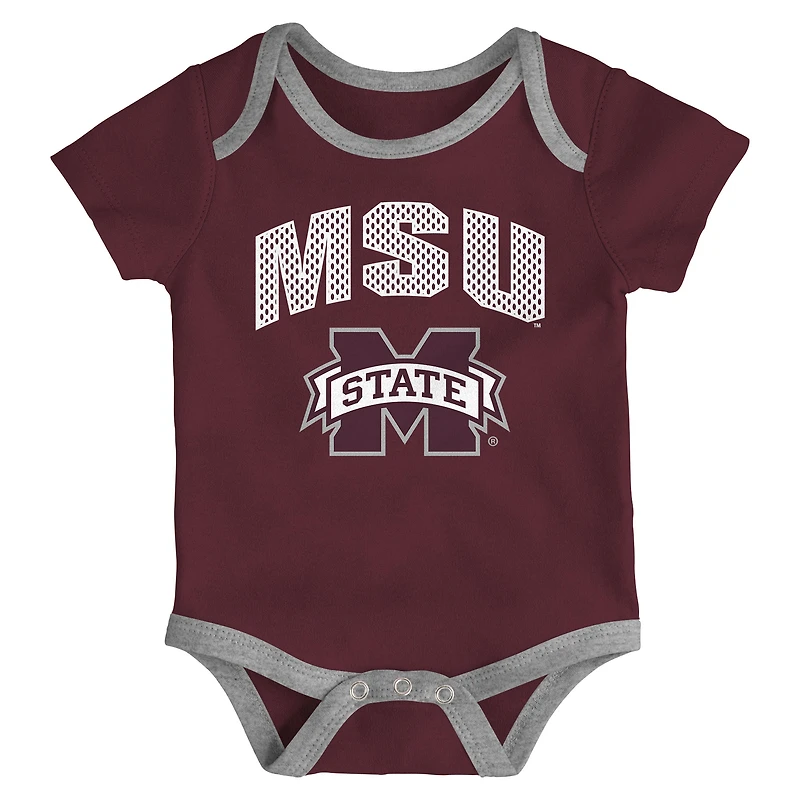 Ensemble de trois bodies pour nouveau-né et nourrisson Outerstuff Mississippi State Bulldogs jouer toute la journée