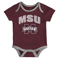 Ensemble de trois bodies pour nouveau-né et nourrisson Outerstuff Mississippi State Bulldogs jouer toute la journée