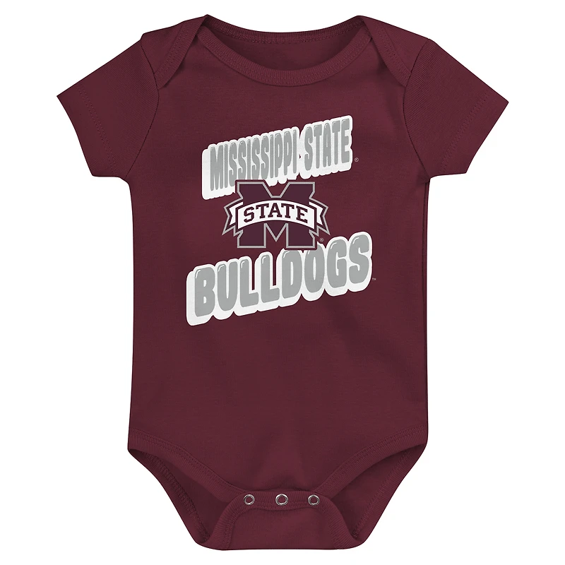 Lot de 3 bodies pour nouveau-né marron Mississippi State Bulldogs Sunday Comics