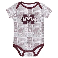 Lot de 3 bodies pour nouveau-né marron Mississippi State Bulldogs Sunday Comics