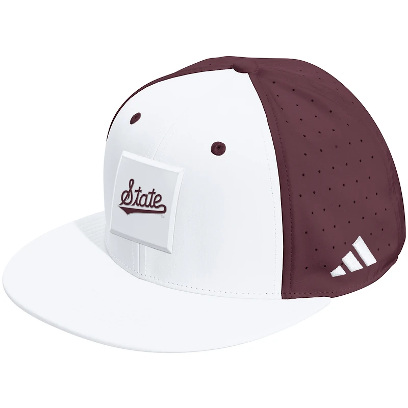 Unisex adidas  White/Maroon Mississippi State Bulldogs Performance Flat Bill Adjustable Hat