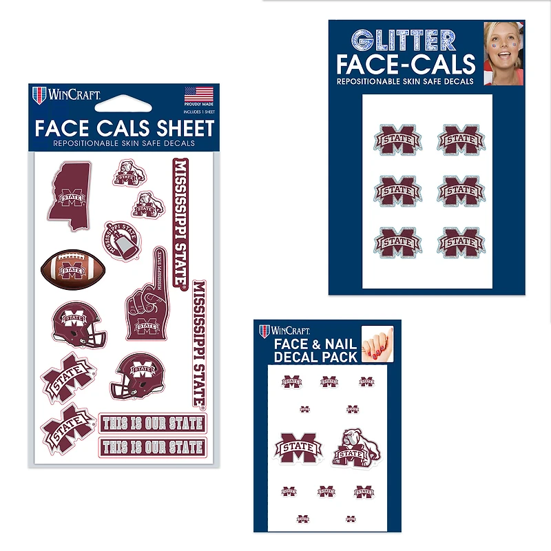 Ensemble de tatouages sans eau WinCraft Mississippi State Bulldogs 4" x 7"