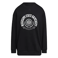 Women's adidas Black Mississippi State Bulldogs Oversized Crewneck Pullover