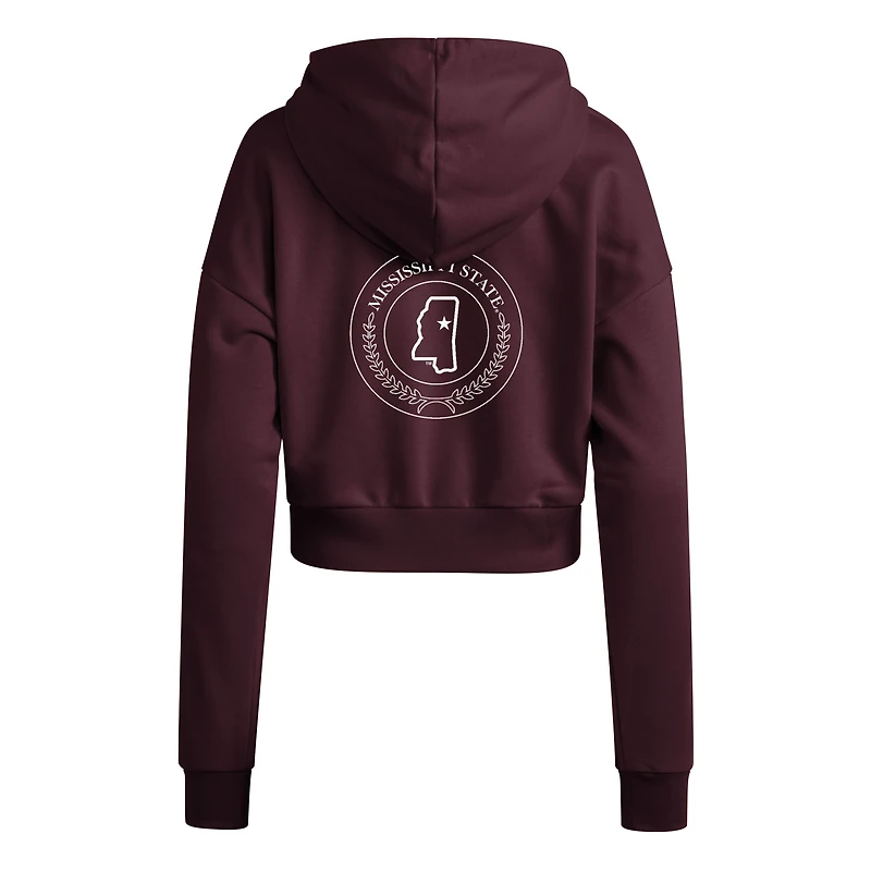 Women's adidas Maroon Mississippi State Bulldogs Campus Queen Cropped Pullover Hoodie