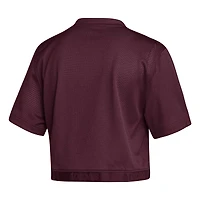 Maillot court à col en V adidas rouge Mississippi State Bulldogs Primegreen pour femmes