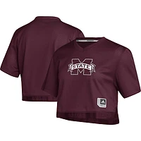 Women's adidas Red Mississippi State Bulldogs Primegreen V-Neck Cropped Jersey