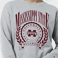 Women's Champion  Heather Gray Mississippi State Bulldogs Academic Crest Powerblend Crewneck Sweatshirt