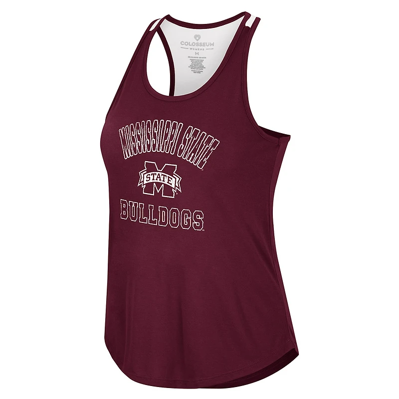 Women's Colosseum Maroon Mississippi State Bulldogs 10 Days Racerback Scoop Neck Tank Top