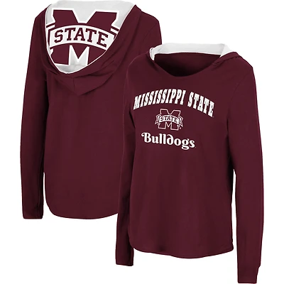 Colosseum Maroon Mississippi State Bulldogs Catalina Sweat à capuche T-shirt manches longues pour femme