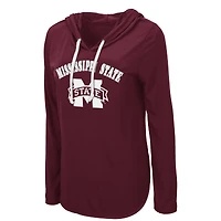 Women's Colosseum Maroon Mississippi State Bulldogs My Lover Lightweight Hooded Long Sleeve T-Shirt