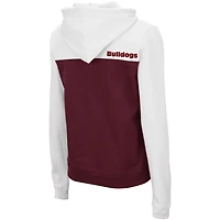 Chandail à capuchon léger demi-glissière Aidan Colosseum White/Maroon Mississippi State Bulldogs pour femme
