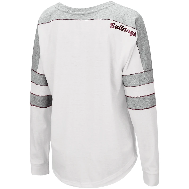T-shirt à manches longues Colosseum White Mississippi State Bulldogs Trey Dolman pour femmes