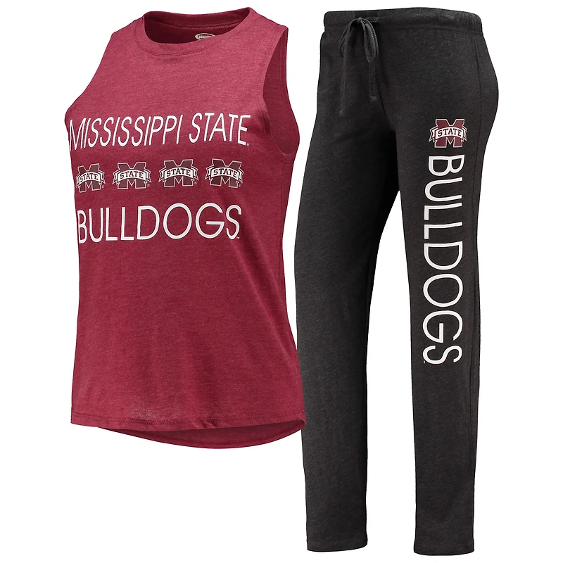 Women's Concepts Sport Black/Maroon Mississippi State Bulldogs Tank Top & Pants Sleep Set