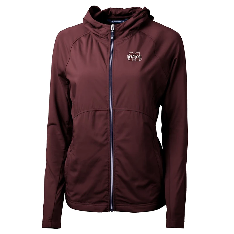 Women's Cutter & Buck Maroon Mississippi State Bulldogs Adapt Eco Knit Full-Zip Hoodie