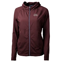Women's Cutter & Buck Maroon Mississippi State Bulldogs Adapt Eco Knit Full-Zip Hoodie