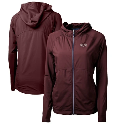 Women's Cutter & Buck Maroon Mississippi State Bulldogs Adapt Eco Knit Full-Zip Hoodie