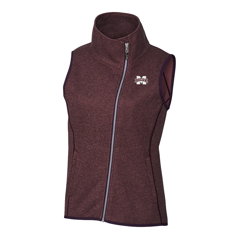 Gilet zippé pour femme Cutter & Buck Maroon Mississippi State Bulldogs Mainsail