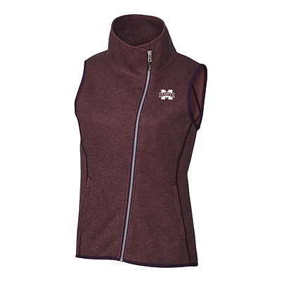 Gilet zippé pour femme Cutter & Buck Maroon Mississippi State Bulldogs Mainsail