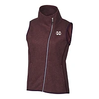 Gilet zippé pour femme Cutter & Buck Maroon Mississippi State Bulldogs Mainsail