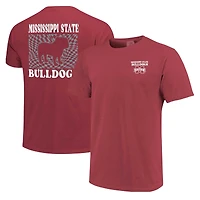 T-shirt mascotte à carreaux marron pour femmes, Bulldogs de l'État du Mississippi, couleurs confortables