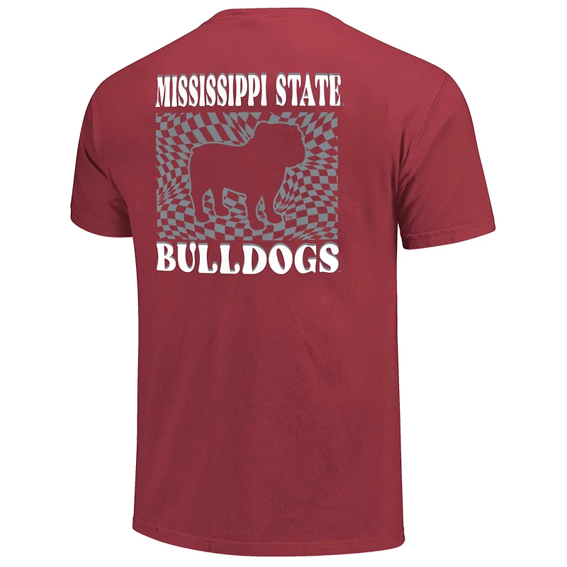 T-shirt mascotte à carreaux marron pour femmes, Bulldogs de l'État du Mississippi, couleurs confortables