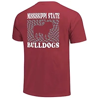 T-shirt mascotte à carreaux marron pour femmes, Bulldogs de l'État du Mississippi, couleurs confortables
