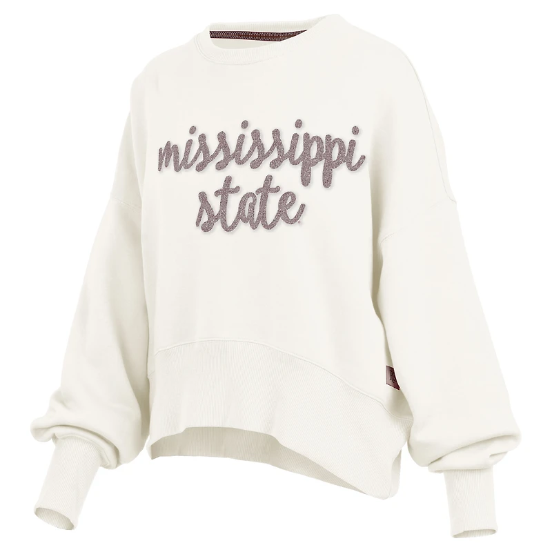 Sweat-shirt oversize Chelsea pour femme Pressbox Cream Mississippi State Bulldogs