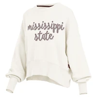 Sweat-shirt oversize Chelsea pour femme Pressbox Cream Mississippi State Bulldogs