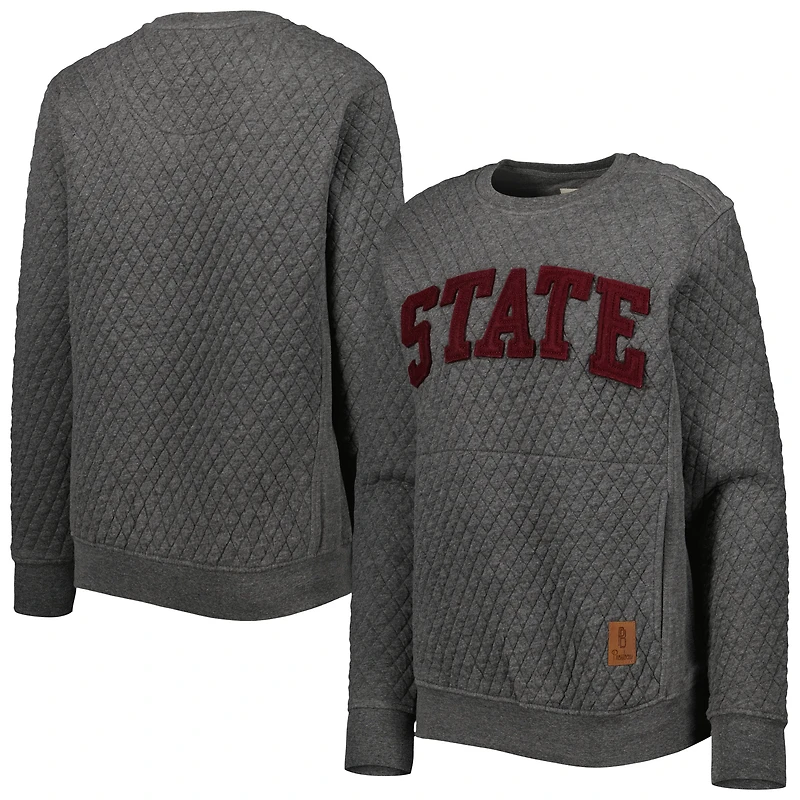 Sweat-shirt matelassé Pressbox Heather Charcoal Mississippi State Bulldogs Moose pour femme