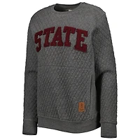 Sweat-shirt matelassé Pressbox Heather Charcoal Mississippi State Bulldogs Moose pour femme