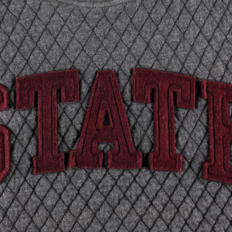 Sweat-shirt matelassé Pressbox Heather Charcoal Mississippi State Bulldogs Moose pour femme