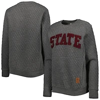 Sweat-shirt matelassé Pressbox Heather Charcoal Mississippi State Bulldogs Moose pour femme